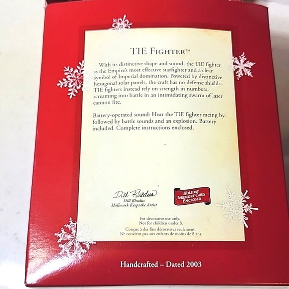 TIE Fighter Star Wars features Sound. 2003 Hallmark Keepsake Ornament New in box - Picture 6 of 10